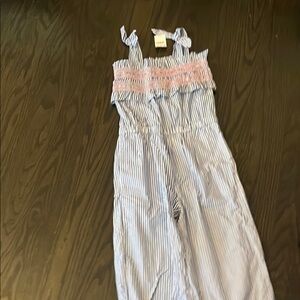 Striped Blue and Pink Kids Jumpsuit